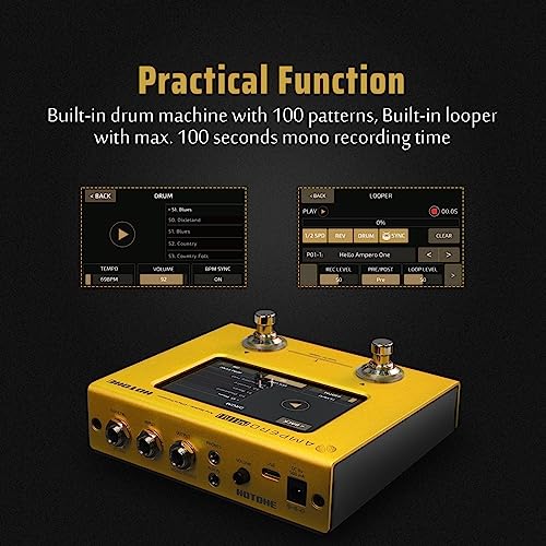 Hotone Ampero Mini MP-50 Guitar Bass Amp Modeling IR Cabinets Simulation Multi Language Multi-Effects with Expression Pedal Stereo OTG USB Audio Interface