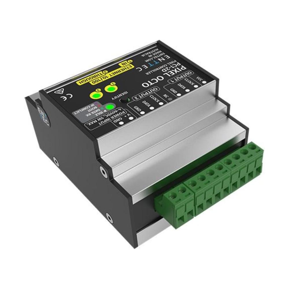 Enttec Pixel Octo PC1-2D 71520 8 Universe DIN Rail LED Pixel Controller Bundle w/DMX Adapter 5 Pin(M) to 3 Pin(F) XLR and Liquid Audio Polishing Cloth