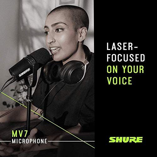 Shure MV7+ Podcast Microphone. Enhanced Audio, LED Touch Panel, USB-C & XLR Output