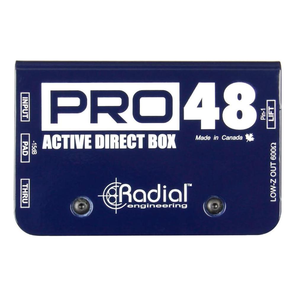 Radial Engineering Pro48 Active Direct Box Bundle w/Pig Hog PHM10 8mm 10ft XLR Mic Cable and Liquid Audio Polishing Cloth