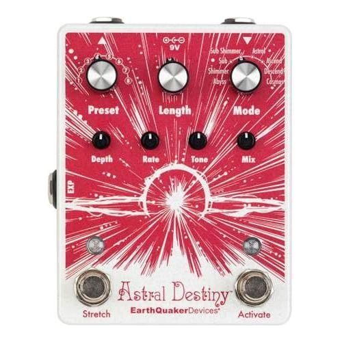 EarthQuaker Devices Astral Destiny An Octal Octave Reverberation Odyssey Bundle w/2x Strukture S6P48 Woven Right Angle Patch Cables, 12x Guitar Picks and Liquid Audio Polishing Cloth