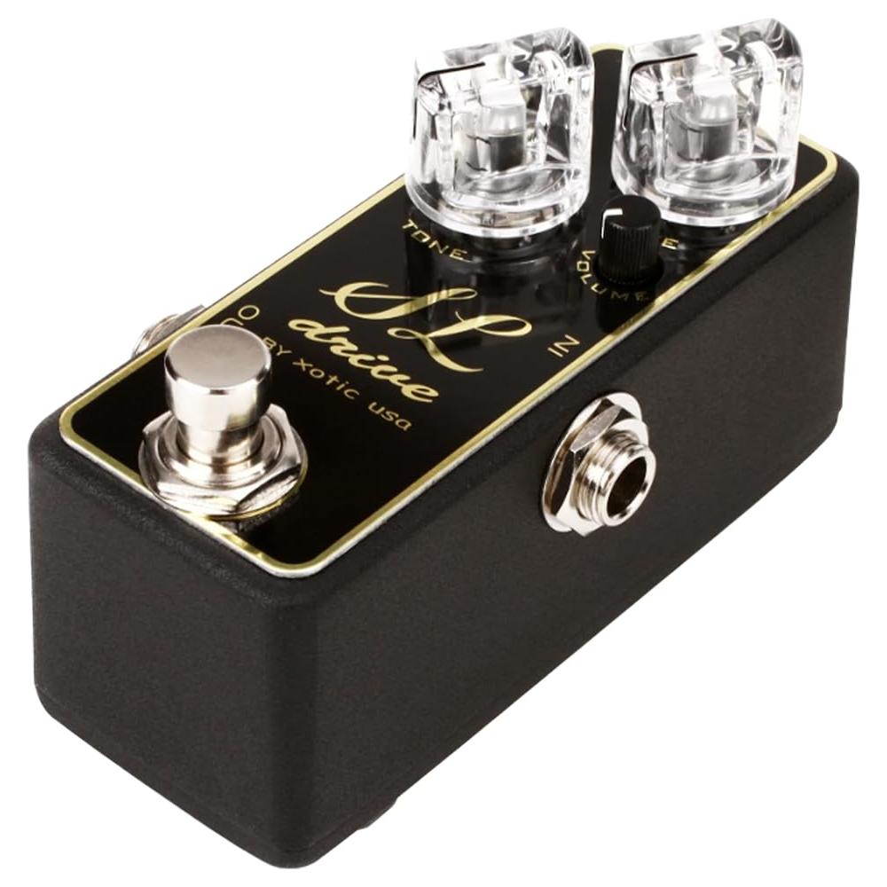 XOTIC SL Drive Mini Overdrive Pedal Bundle w/ 2-Pack Strukture S6P48 Woven Right Angle Patch Cable, 12-Pack Guitar Pick and Liquid Audio Polishing Cloth