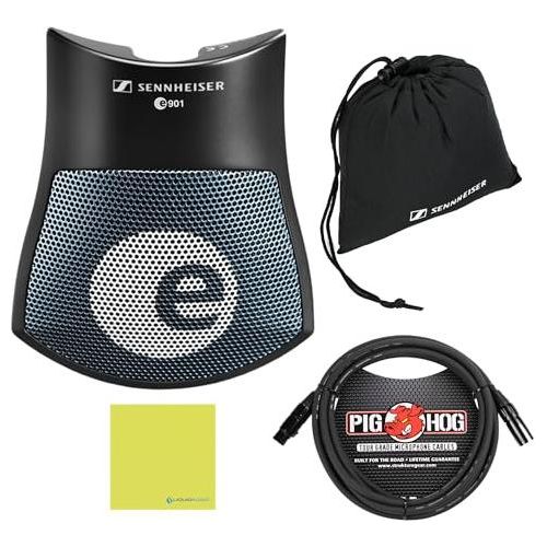 Liquid Audio Sennheiser E 901 Boundary Condenser Microphone Bundle w/Pig Hog PHM10 8mm Mic Cable Polishing Cloth