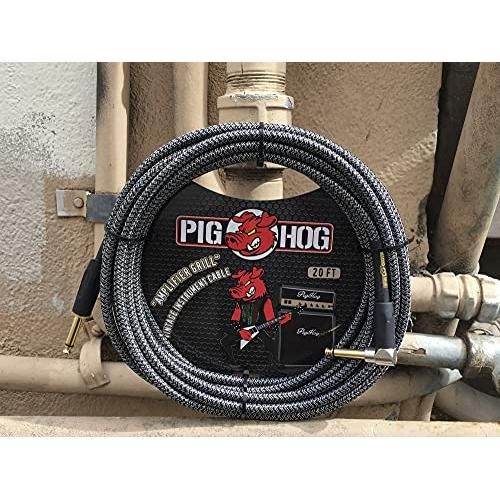 Pig Hog PCH20AGR Right-Angle 1/4" to 1/4" Amplifier Grill Guitar Instrument Cable, 20 Feet