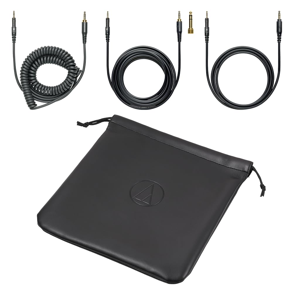 Liquid Audio Audio Technica ATH-M60x Professional Monitor Headphones Bundle w/Pig Hog PHX14-25 Headphone Extension Cable Polishing Cloth