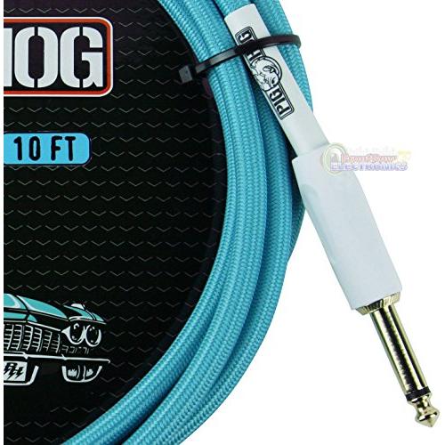 Pig Hog PCH10DBR 1/4" to 1/4" Right-Angle Daphne Blue Guitar Instrument Cable