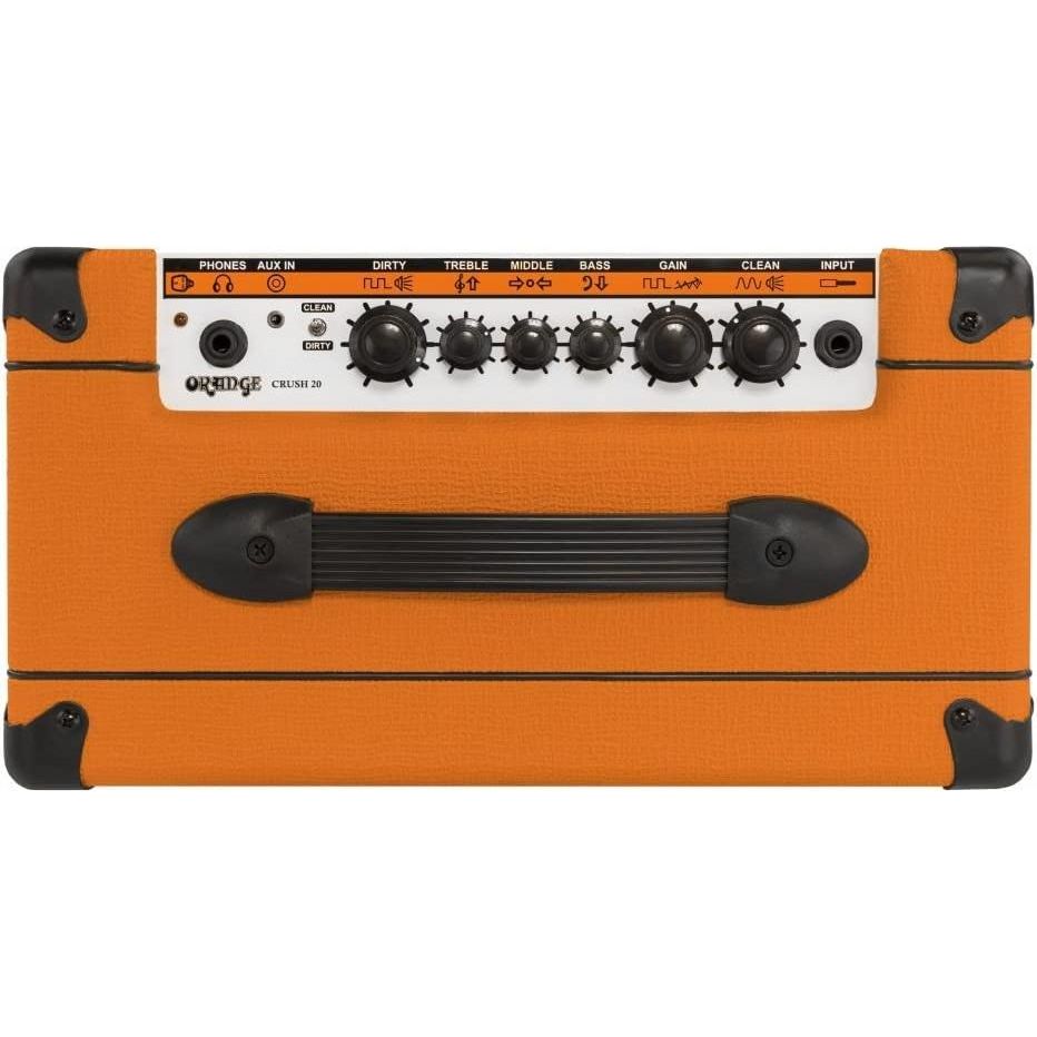 Orange Crush 20 20W 1x8 Guitar Combo Amp Bundle w/Pig Hog Woven Instrument Cable, Power Cable, 12X Picks, and Liquid Audio Polishing Cloth