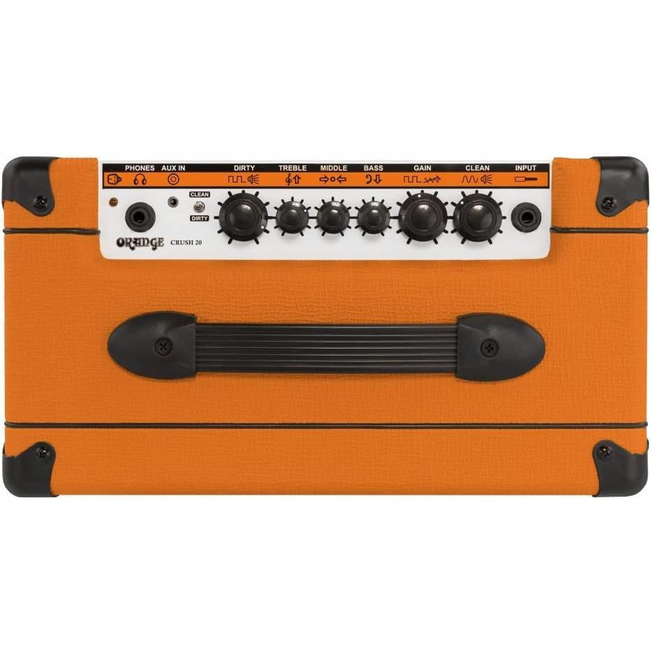 Orange Crush 20 Guitar Combo Amp Bundle w/ Pig Hog Woven Instrument Cable, Power Cable and Liquid Audio Polishing Cloth (3 Items)