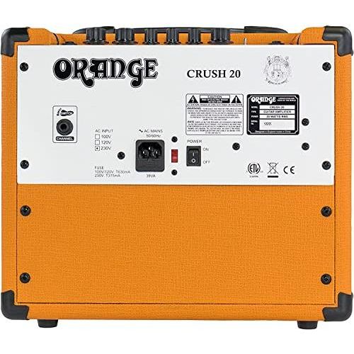 Orange Crush 20 20W 1x8 Guitar Combo Amp Bundle w/Pig Hog Woven Instrument Cable, Power Cable, 12X Picks, and Liquid Audio Polishing Cloth