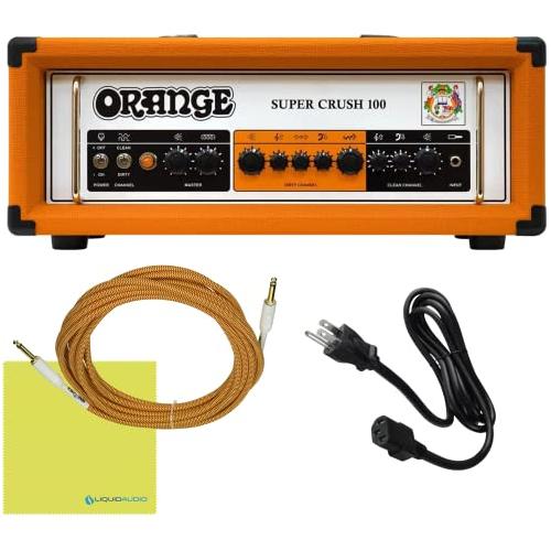 Orange SUPER-CRUSH-100-H Super Crush 100W Guitar Amplifier Head Bundle w/Pig Hog 10' Orange Creme 2.0 Guitar Bass Cable & Liquid Audio Polishing Cloth