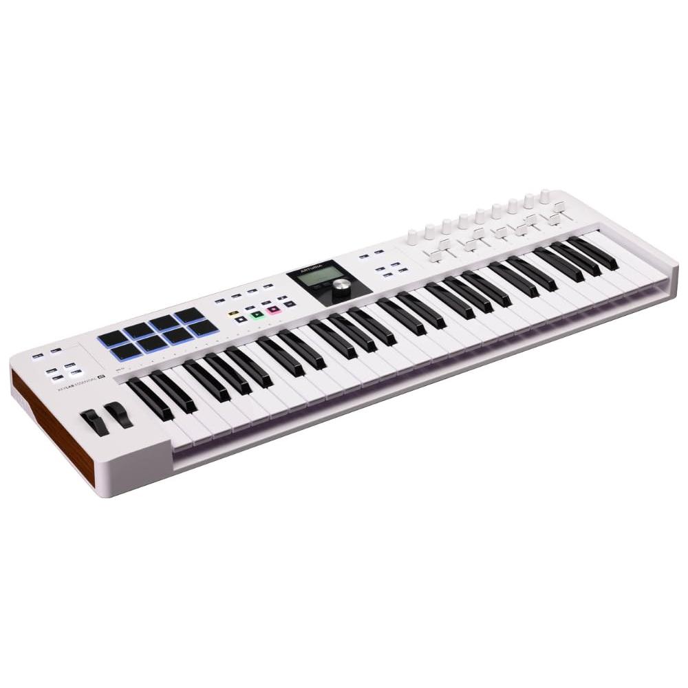 Arturia KeyLab Essential 49 mk3 MIDI Controller White Bundle w/Pig Hog MIDI Cable, USB Cable & Liquid Audio Polishing Cloth