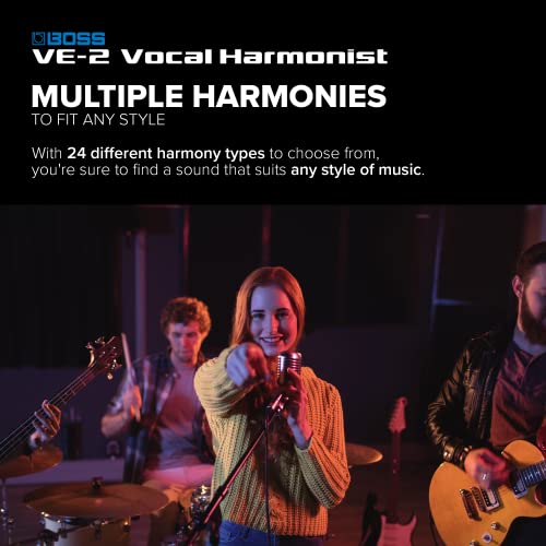 BOSS VE-2 Vocal Echo Pedal for Singing Guitarists | Real-Time Vocal Harmonies and Effects | Create Harmonies with Manual Key Selection | Connect Guitar for Auto Harmony Function | 24 Harmony Types