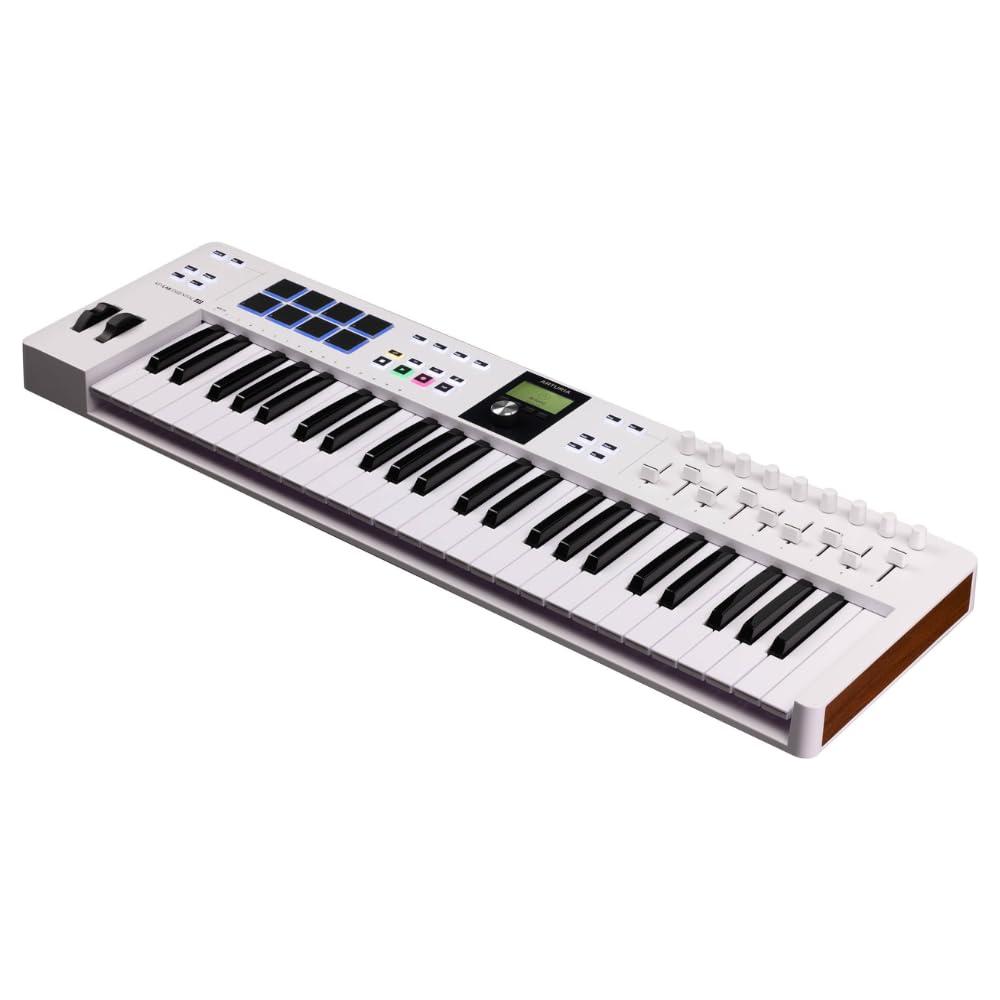 Arturia KeyLab Essential 49 mk3 MIDI Controller White Bundle w/Pig Hog MIDI Cable, USB Cable & Liquid Audio Polishing Cloth