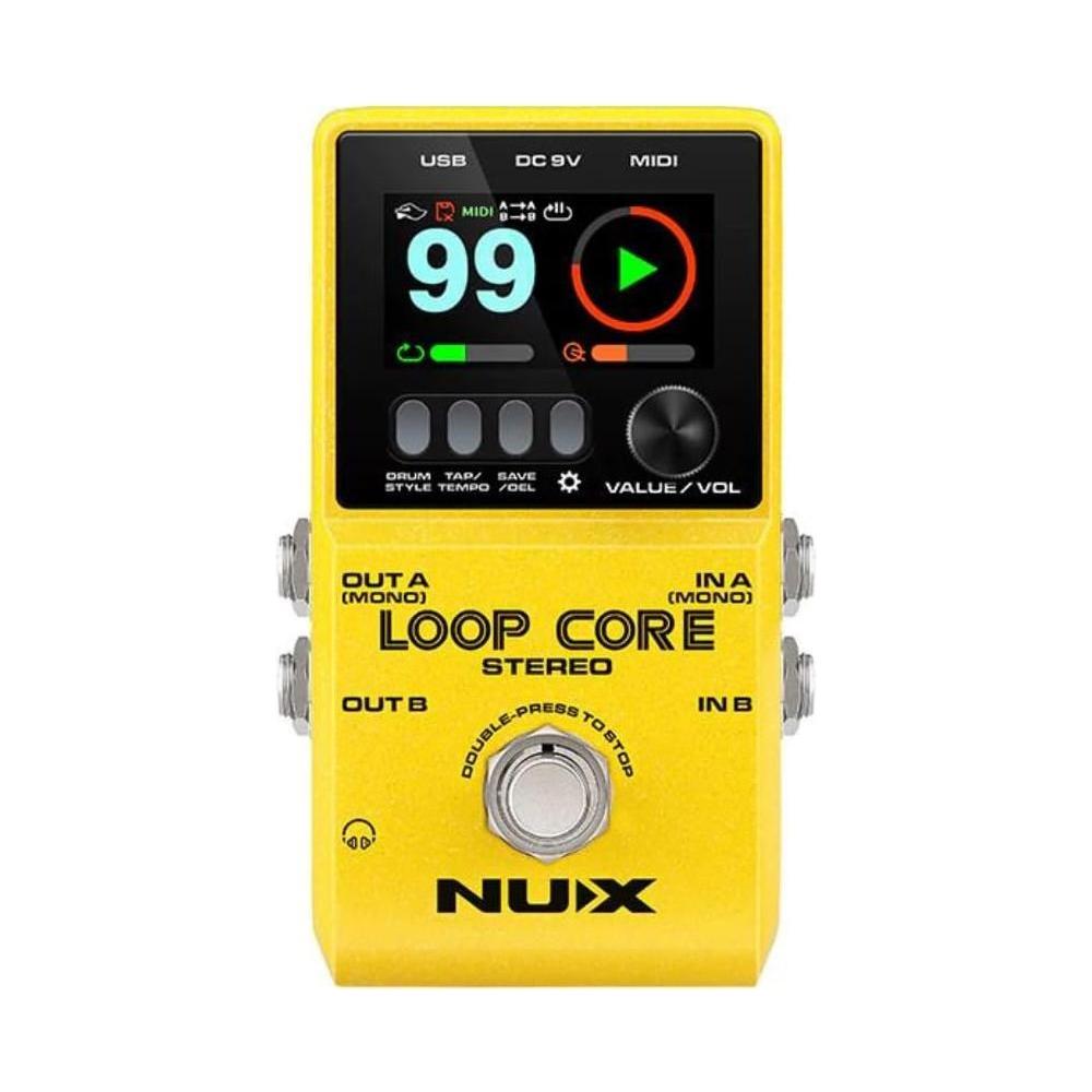 NUX Loop Core Stereo Guiter Looper Pedal Bundle w/ 2x Strukture S6P48 Woven Right Angle Patch Cables and Liquid Audio Polishing Cloth