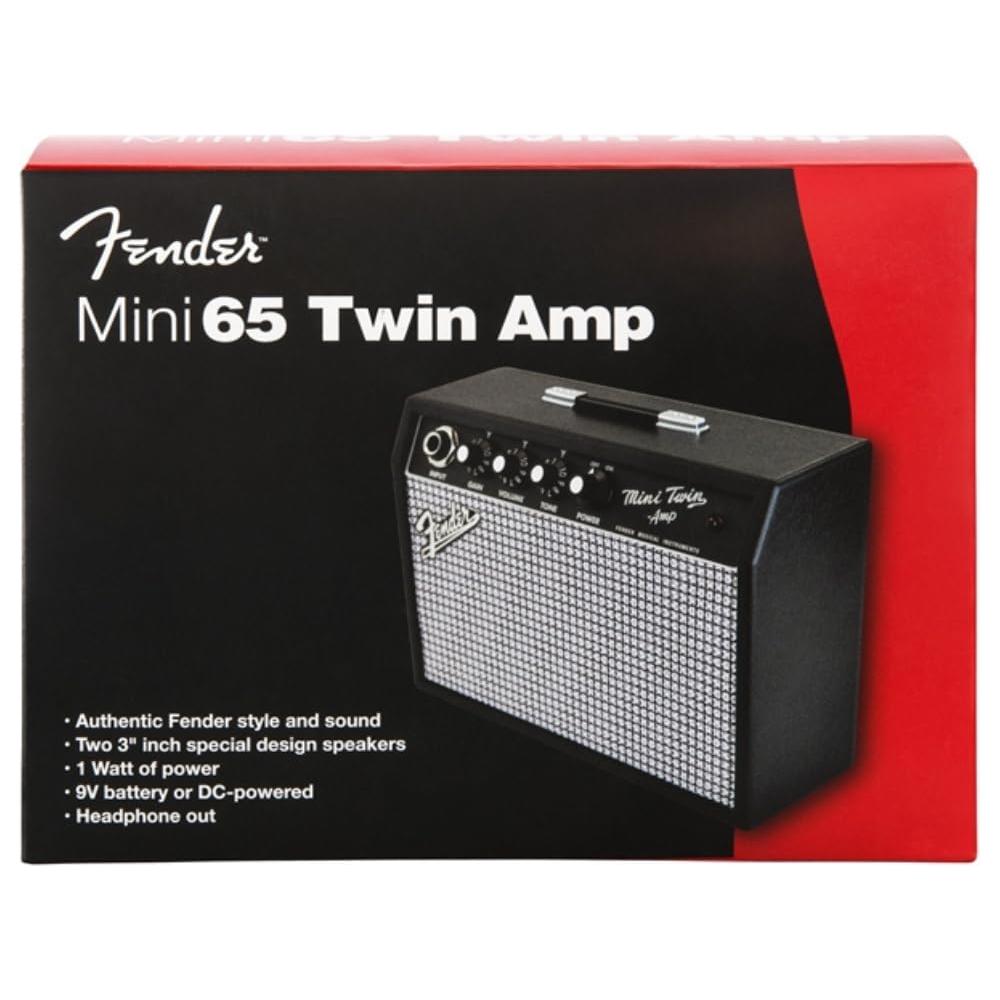 Fender Mini Guitar Amp - Mini '65 Twin Amp (Black) Bundle with 12x Fender Guitar Picks and Liquid Audio Instrument Polishing Cloth - Mini Amp for Electric Guitar, Electric Guitar Amplifier