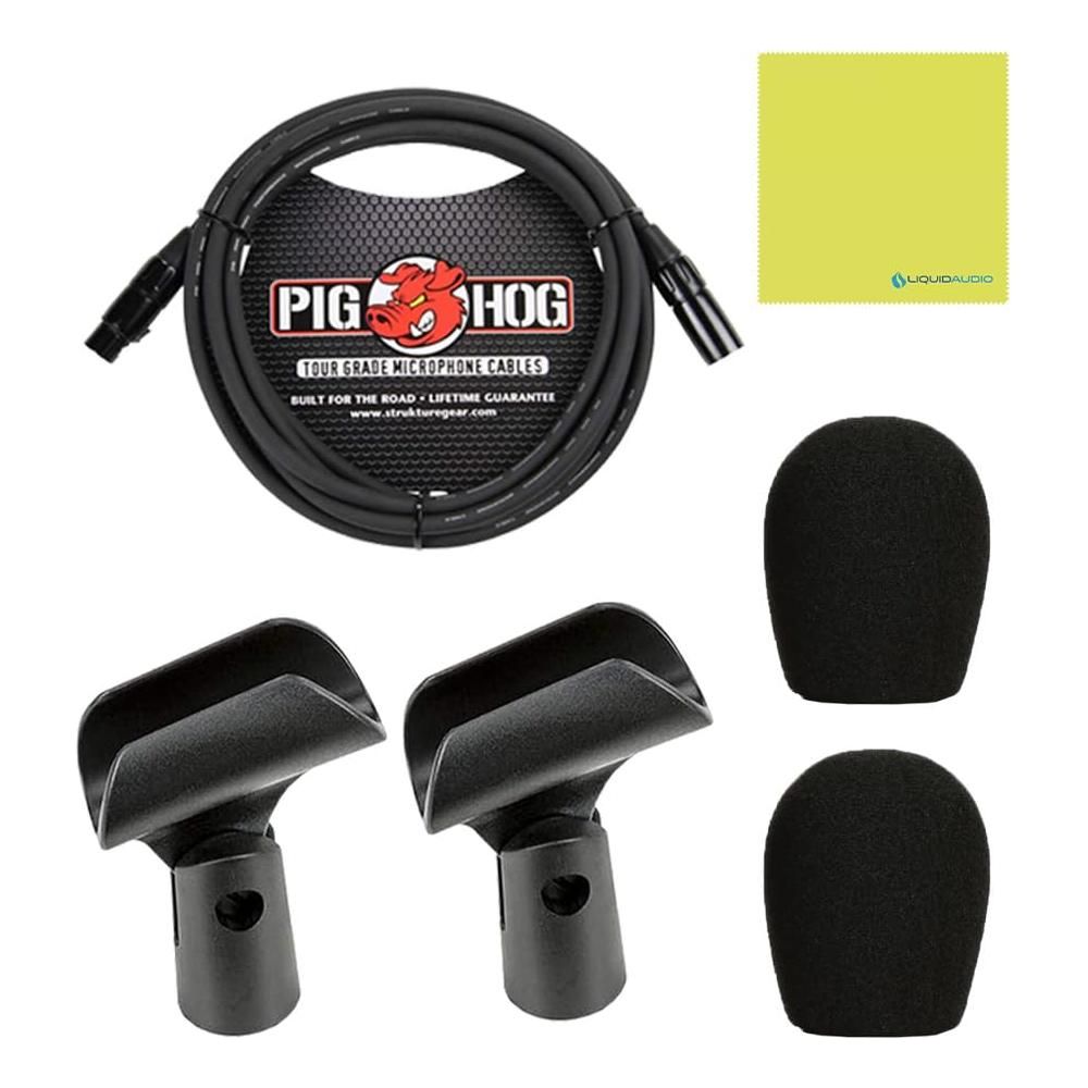 Liquid Audio sE Electronics sE8 Small-Diaphragm Condenser Microphone - Pair Bundle with Pig Hog PHM10 8mm Mic Cable Polishing Cloth