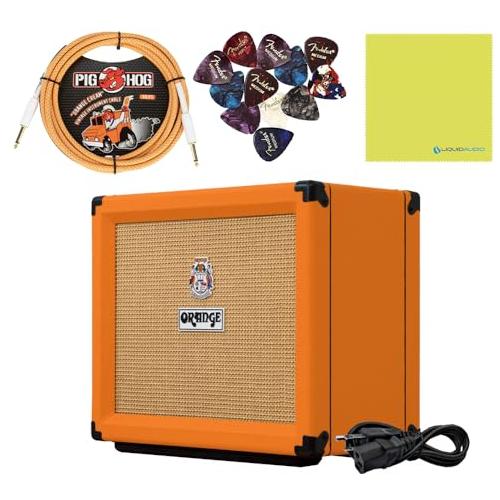 Orange Amps Rocker 15 1x10 15-watt Tube Combo Orange Bundle w/Pig Hog Orange Crème 2.0 Instrument Cable, Power Supply AC Adapter, 12x Fender Picks & Liquid Audio Polishing Cloth