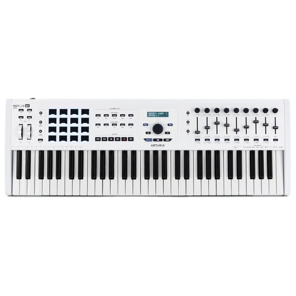 Arturia KeyLab 61 MKII 61-key Keyboard Controller Bundle w/Deluxe Sustain Pedal, USB Cable & Liquid Audio Polishing Cloth White (4 Items)