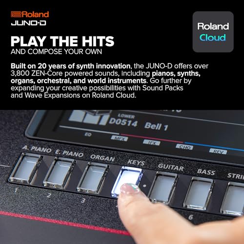 Roland JUNO-D8 Synthesizer | 88-Note Weighted Keyboard with Hammer Action | ZEN-Core Engine with Over 3800 Onboard Sounds | Intuitive Creative Tools | USB-C Audio/MIDI Interface for Mobile & Computers