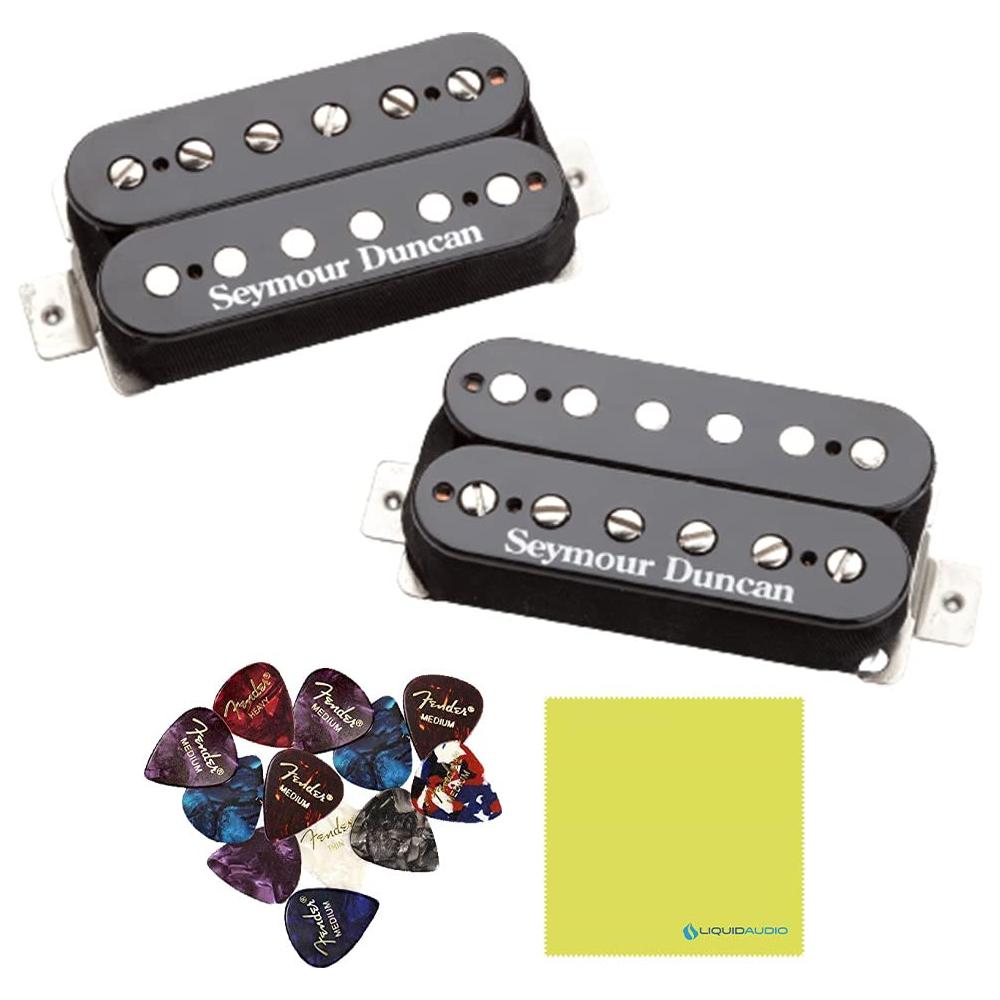 eymour Duncan JB and Jazz Set Guitar Pickup Bundle w/ 12 x Picks & Liquid Audio Polishing Cloth - Versatile Tones, Classic Rock, Blues, and Metal 11108-13-B