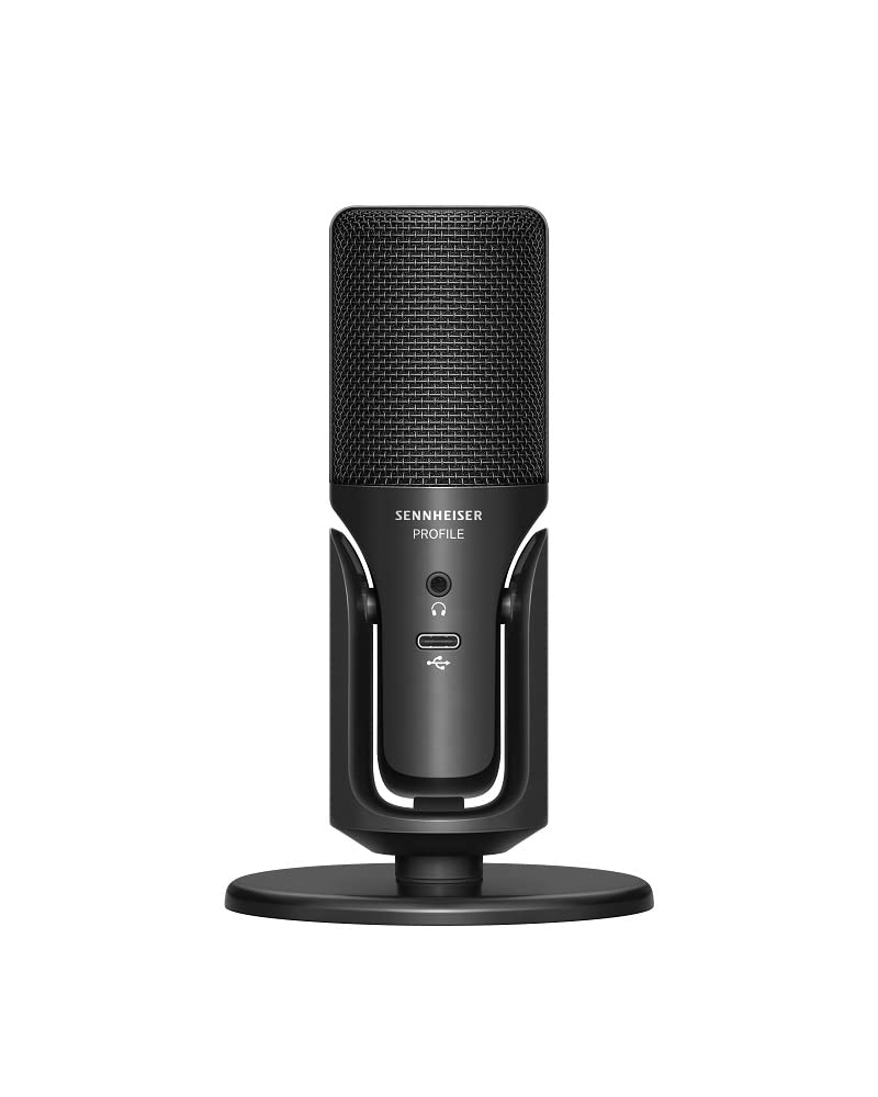 Sennheiser Professional Profile - USB Cardioid Condenser Microphone & Table Stand, 1.2 m USB-C Cable - Mute Button, Built-in Headphone Jack, Gain, Mix & Volume Control, for PC & Mac