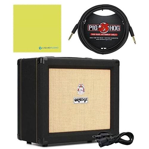 Orange Crush 35RT Guitar Combo Amplifier Bundle w/Pig Hog Black Instrument 10 Cable and Liquid Audio Polishing Cloth