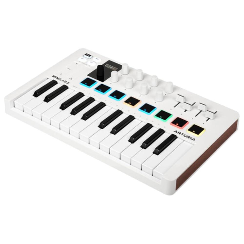 Arturia MiniLab 3 MIDI Keyboard Controller Bundle with Icon Duo22 Live USB Audio Interface, USB Cable & Polishing Cloth - 25 Key MIDI Keyboard for Recording Studio Equipment, Software Included (WHITE)