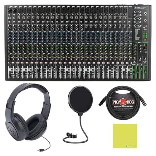 ProFX30v3 30-Channel Professional Analog Mixer with USB Bundle w/Samson Over-Ear Stereo Headphones, Pig Hog 8mm XLR Mic Cable, Liquid Audio Pop Filter and Liquid Audio Polishing Cloth