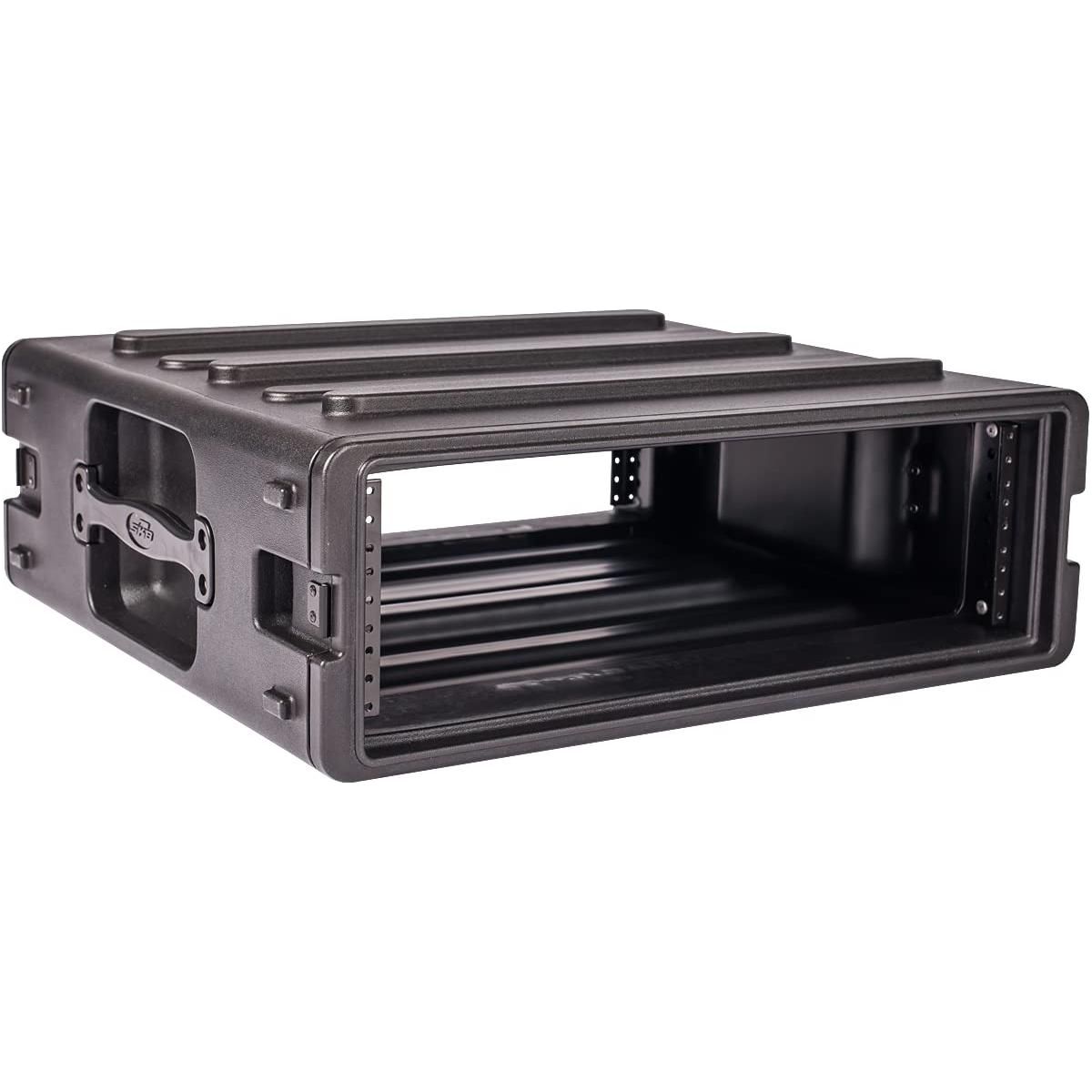 SKB Cases 3U rSeries Standard Roto Molded LLDPE Rack with Flush Carry Handles and Non-Slip Rubber Feet, Includes Rack Mount Screws