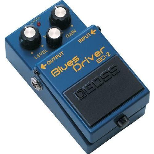 Boss BD-2 Blues Driver Effects Pedal Bundle w/2x Strukture S6P48 Woven Right Angle Patch Cables, 12x Guitar Picks, 9V Power Adapter and Liquid Audio Polishing Cloth