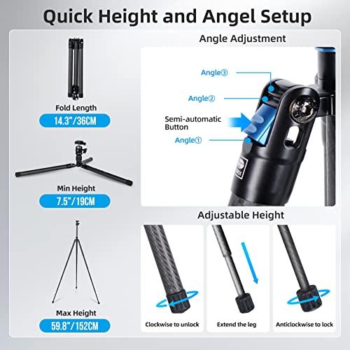 SIRUI Professional Traveler Video Camera Tripod-Carbon Fiber Travel Video Tripod with Fluid Video Head