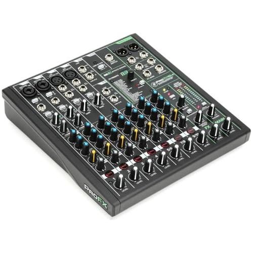 Mackie ProFX10v3 10-Channel Analog Mixer with USB Bundle w/Samson Over-Ear Stereo Headphones, 2-Pack Pig Hog 8mm XLR Mic Cable, Liquid Audio Pop Filter and Liquid Audio Polishing Cloth