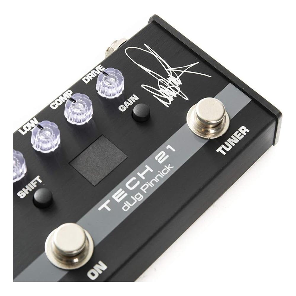 Tech 21 SansAmp dUg Pinnick DP-3X Signature Pedal Bundle w/ 2x Strukture S6P48 Woven Right Angle Patch Cables, 12x Fender Picks and Liquid Audio Polishing Cloth