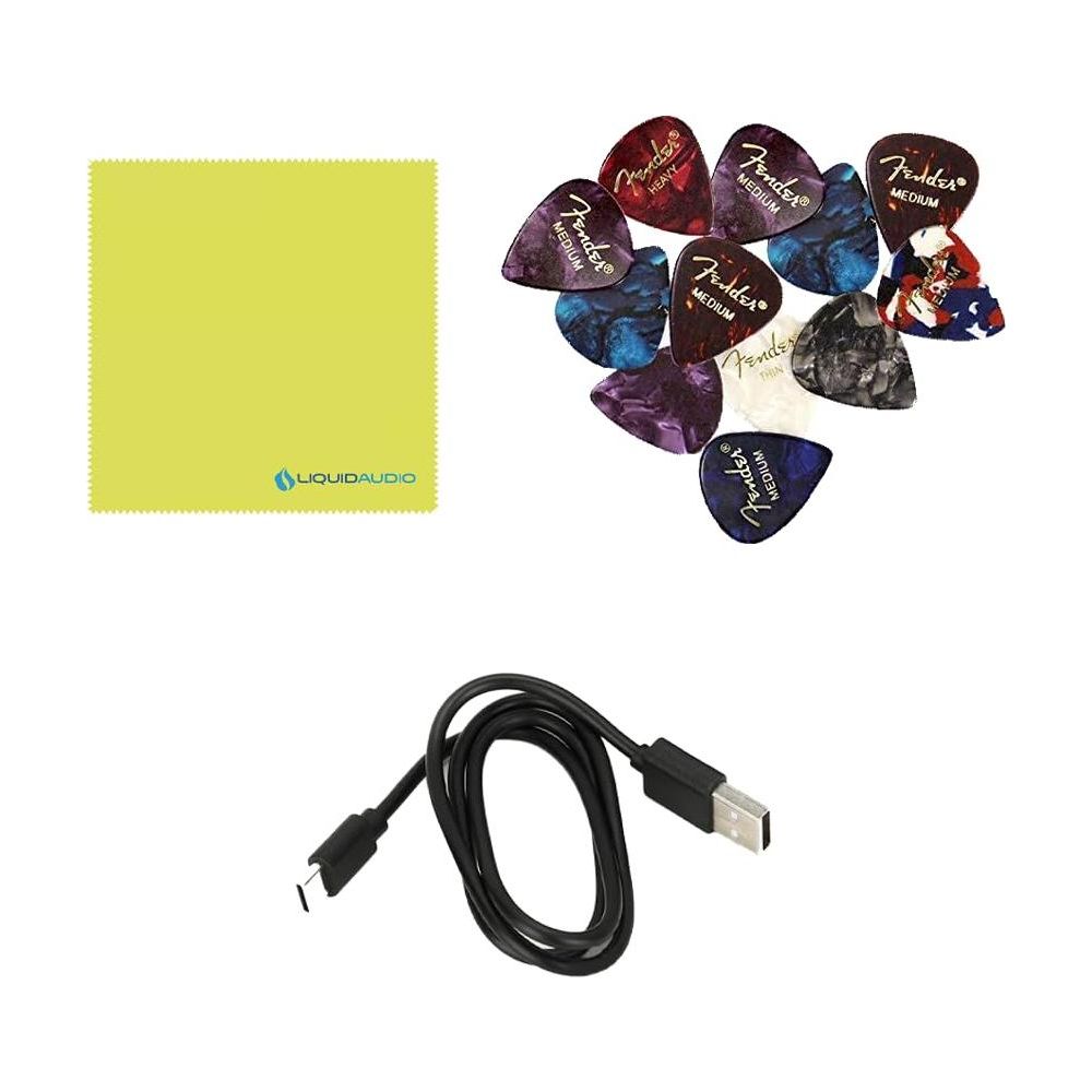 Peterson Tuners StroboStomp Mini Pedal Tuner Bundle w/ 12-Pack Guitar Picks & Liquid Audio Polishing Cloth