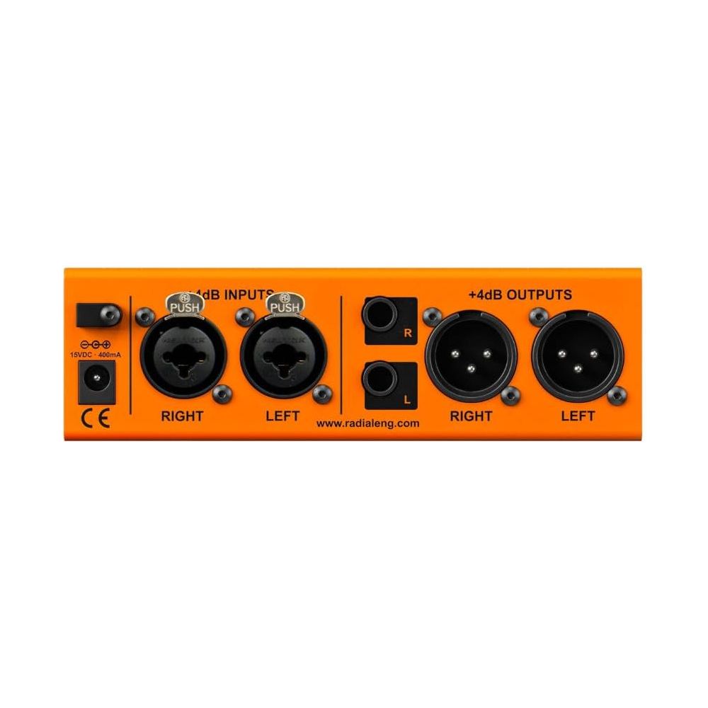 Radial Engineering EXTC-Stereo Guitar Effects Interface & Reamper Bundle w/ 2-Pack Pig Hog 10' Orange Cream 2.0 Instrument Cable, Power Adapter and Liquid Audio Polishing Cloth