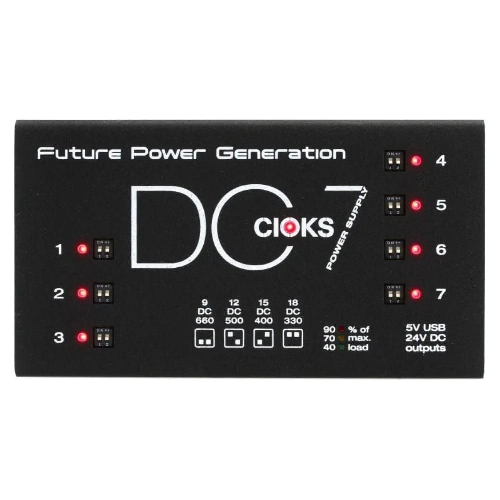 CIOKS Pedal Power Supply Bundle with 4X Strukture S6P48 Woven Right Angle Patch Cables and Liquid Audio Polishing Cloth - DC7 Isolated DC Outlets Power Supply