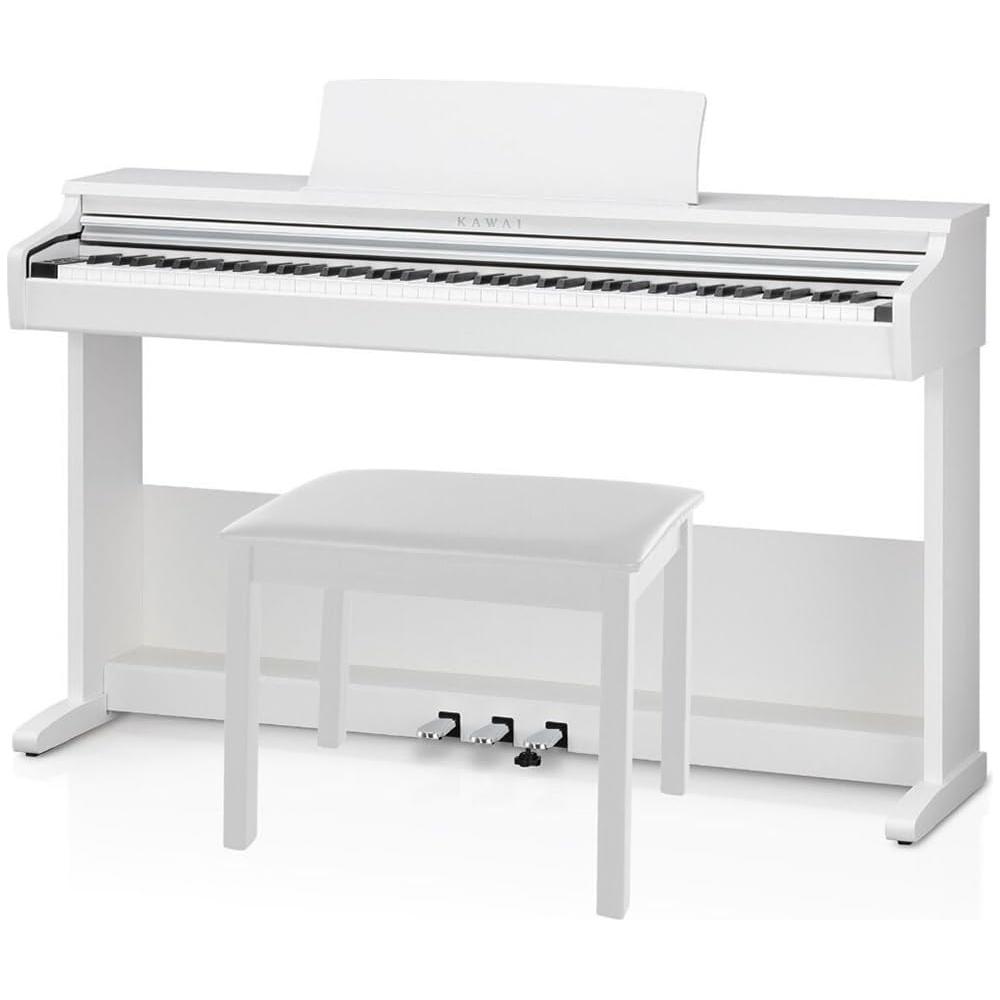 Kawai KDP75 Digital Piano in an Embossed White Finish Bundle with Kawai F-10H Damper Pedal and Liquid Audio Polishing Cloth