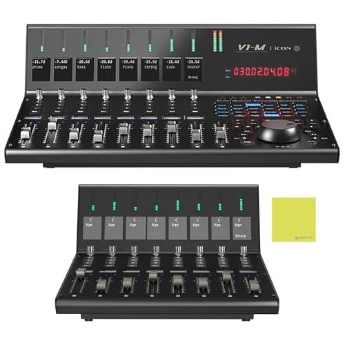 ICON Pro Audio V1-M USB MIDI DAW Control Surface Bundle w/ICON V1-X Extender for V1-M and Liquid Audio Polishing Cloth