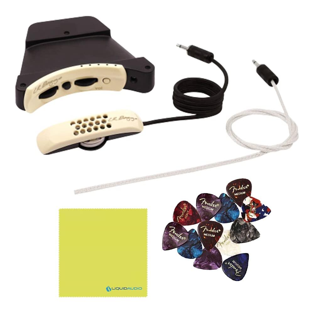 LR Baggs Anthem Acoustic Guitar Pickup TRU-MIC and Element Pickup Bundle w/ 12x Picks and Liquid Audio Polishing Cloth (3 Items)