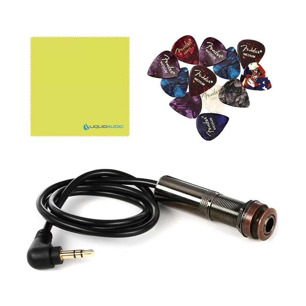 LR Baggs M80 Acoustic Guitar Magnetic Soundhole Pickup Full Range Bundle w/ 12x Fender Picks and Liquid Audio Polishing Cloth