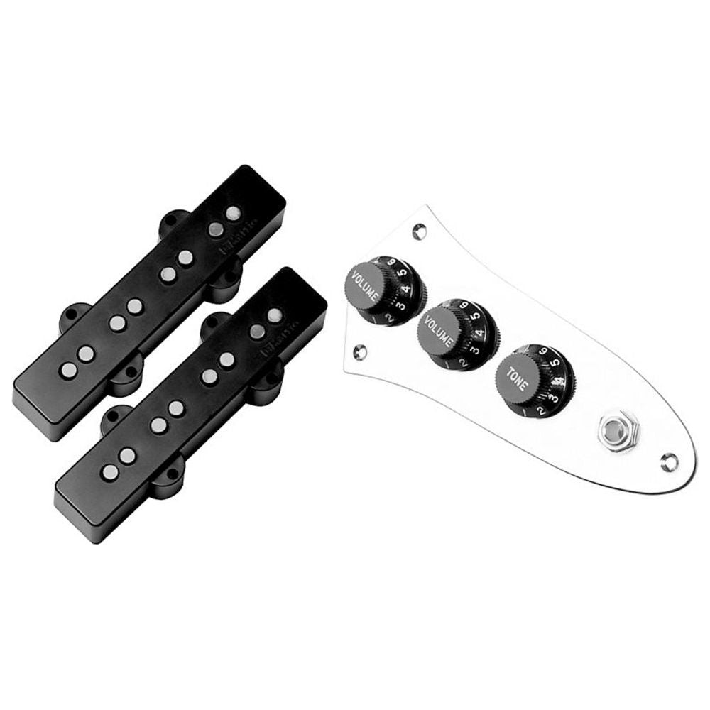 DiMarzio FB2200CA3BK J Bass Control Plate Assembly, Chrome, Ultra Jazz Set, Black