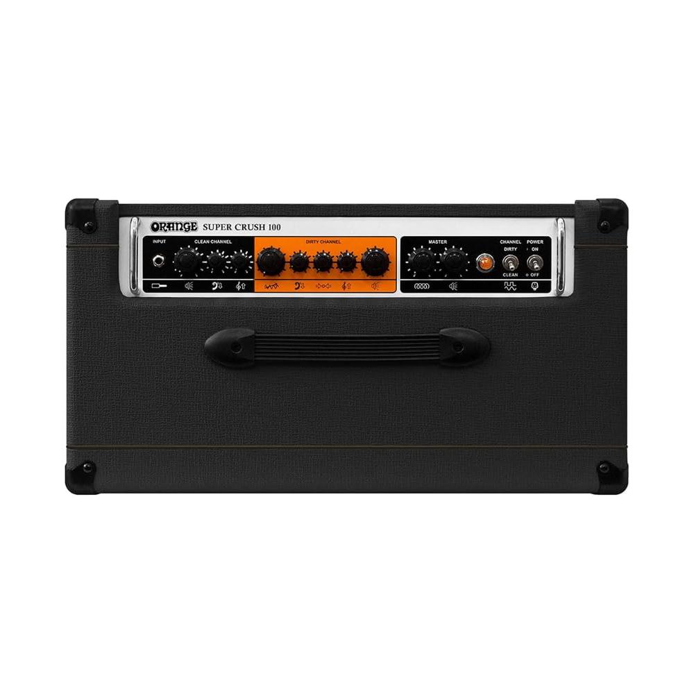 Orange Amps Super Crush 100 Black 100-watt Solid-State 1 x 12 Combo Bundle w/Orange FS1 Footswitch, Pig Hog Cable, Power Adapter and Liquid Audio Polishing Cloth