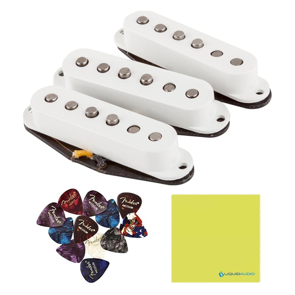 Fender Custom Shop Fat '50s Stratocaster Pickup Set of 3 Bundle w/Fender Picks & Liquid Audio Polishing Cloth