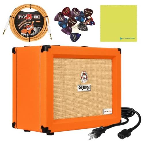 Orange Orange Crush CR60C 1x12 60-Watt Combo Orange w/Pig Hog 10' Guitar Instrument Cable, a Power Supply AC Adapter, 12-Pack Guitar Picks & Liquid Audio Polishing Cloth