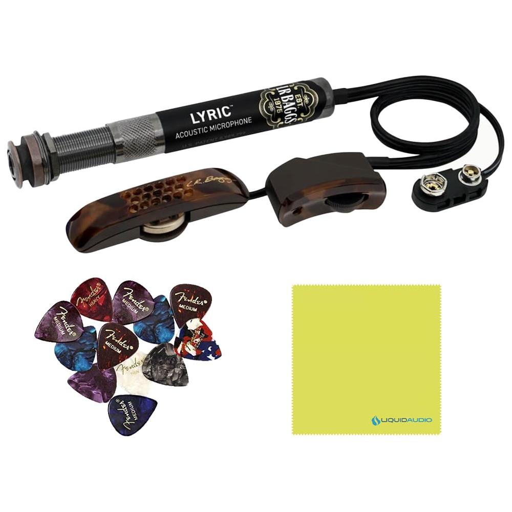 LR Baggs Lyric Acoustic Guitar Microphone Bundle w/ 12x Fender Picks and Liquid Audio Polishing Cloth