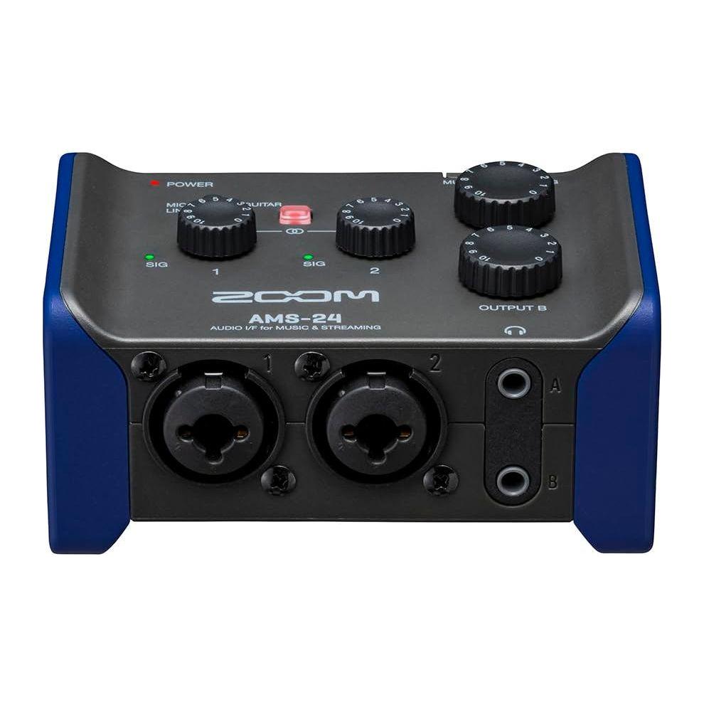 Zoom AMS-24 USB Audio Interface, 2 Inputs, 4 Outputs, Loopback, Direct Monitoring, Bus-Powered, for Recording and Streaming on PC, Mac, iOS, and Android