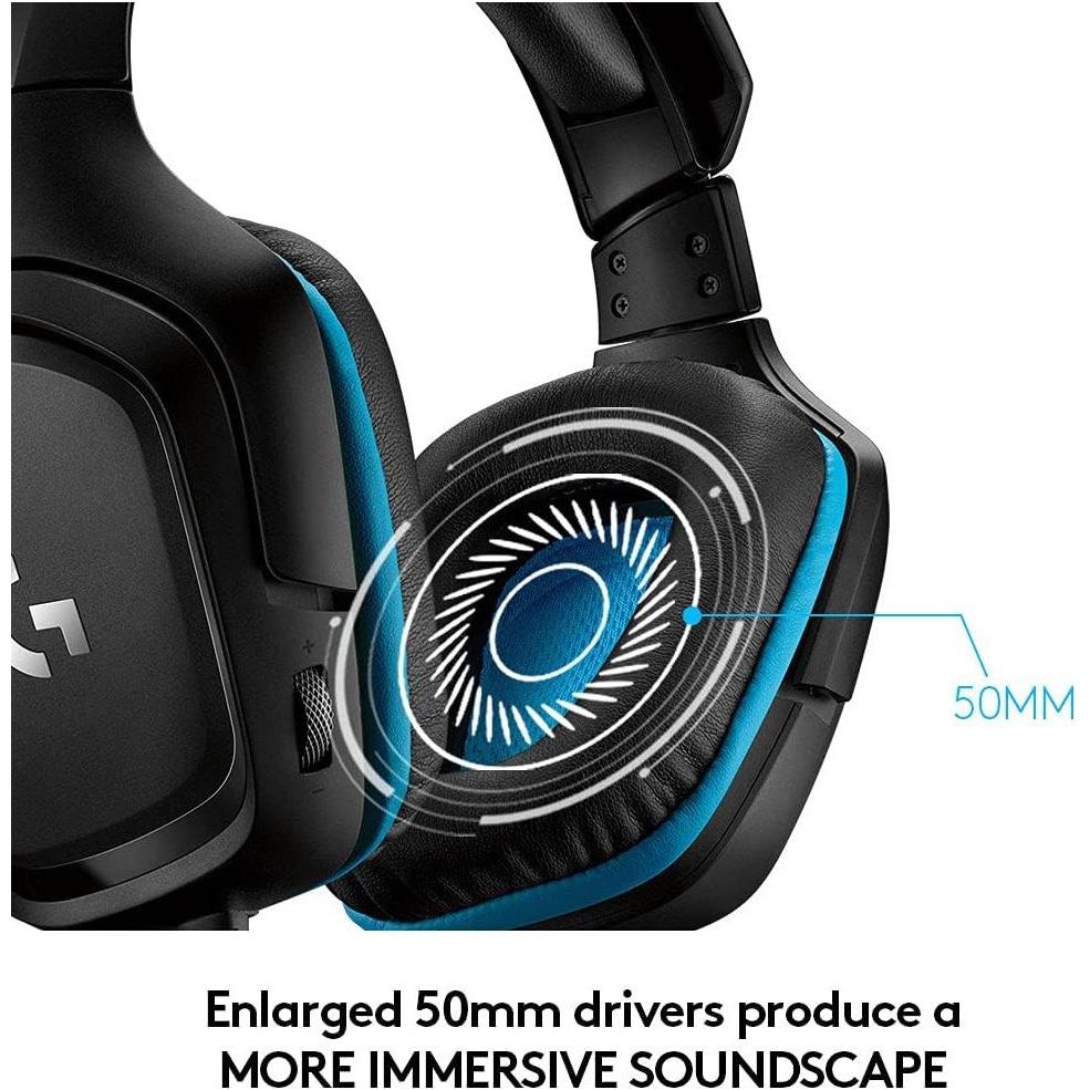 Logitech G432 Wired Gaming Headset, 7.1 Surround Sound, DTS HeadphoneX 2.0, Flip-to-Mute Mic, PC (Leatherette) BlackBlue, 7.2 x 3.2 x 6.8 inches