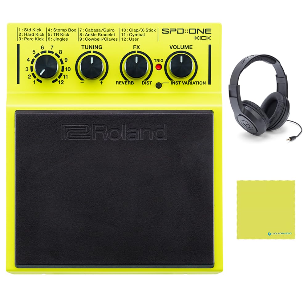 Roland SPD-1K One Kick Percussion Pad Bundle w/Samson SR350 Over-Ear Stereo Headphones and Liquid Audio Polishing Cloth