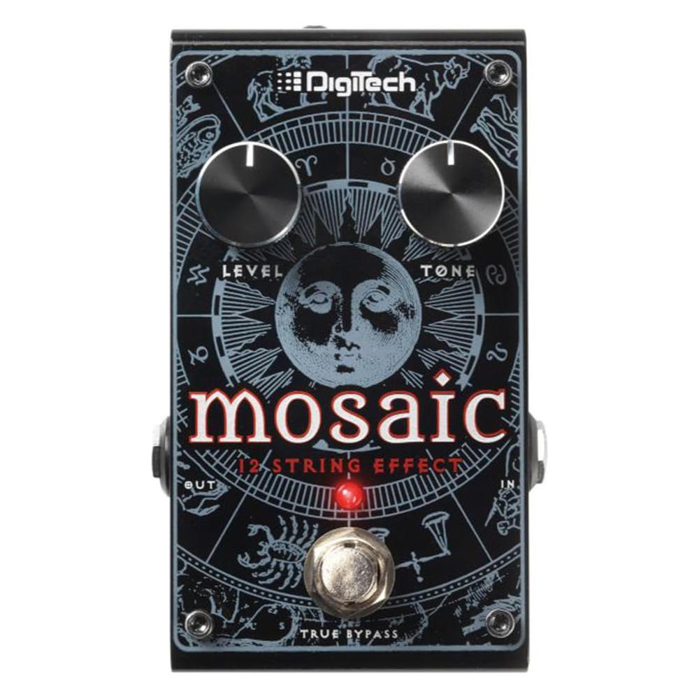 DigiTech Mosaic Polyphonic 12-string Effect Pedal Bundle w/ 2-Pack Strukture S6P48 Woven Right Angle Patch Cable, 12-Pack Guitar Pick and Liquid Audio Polishing Cloth