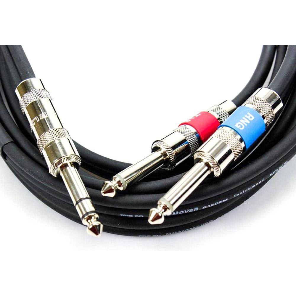 Pro Co 10 Feet IPBQ2Q-10, 1/4 Inches TRS to (2) 1/4 Inches TS Insert Cable